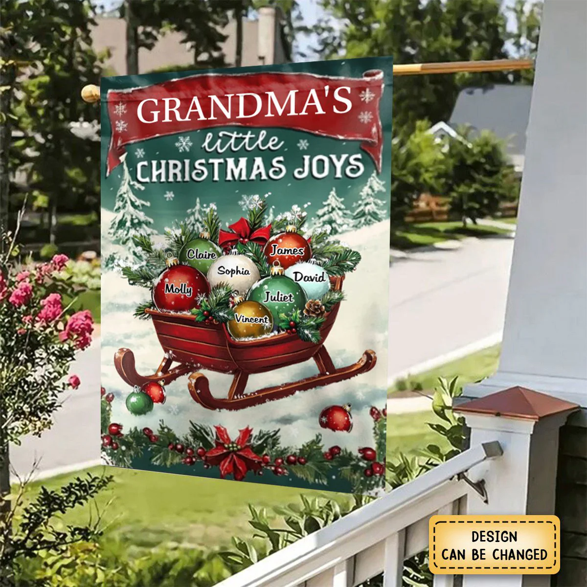 Christmas Gifts Grandma's Little Merry Personalized Garden Flags Winter Decorations - Image 2