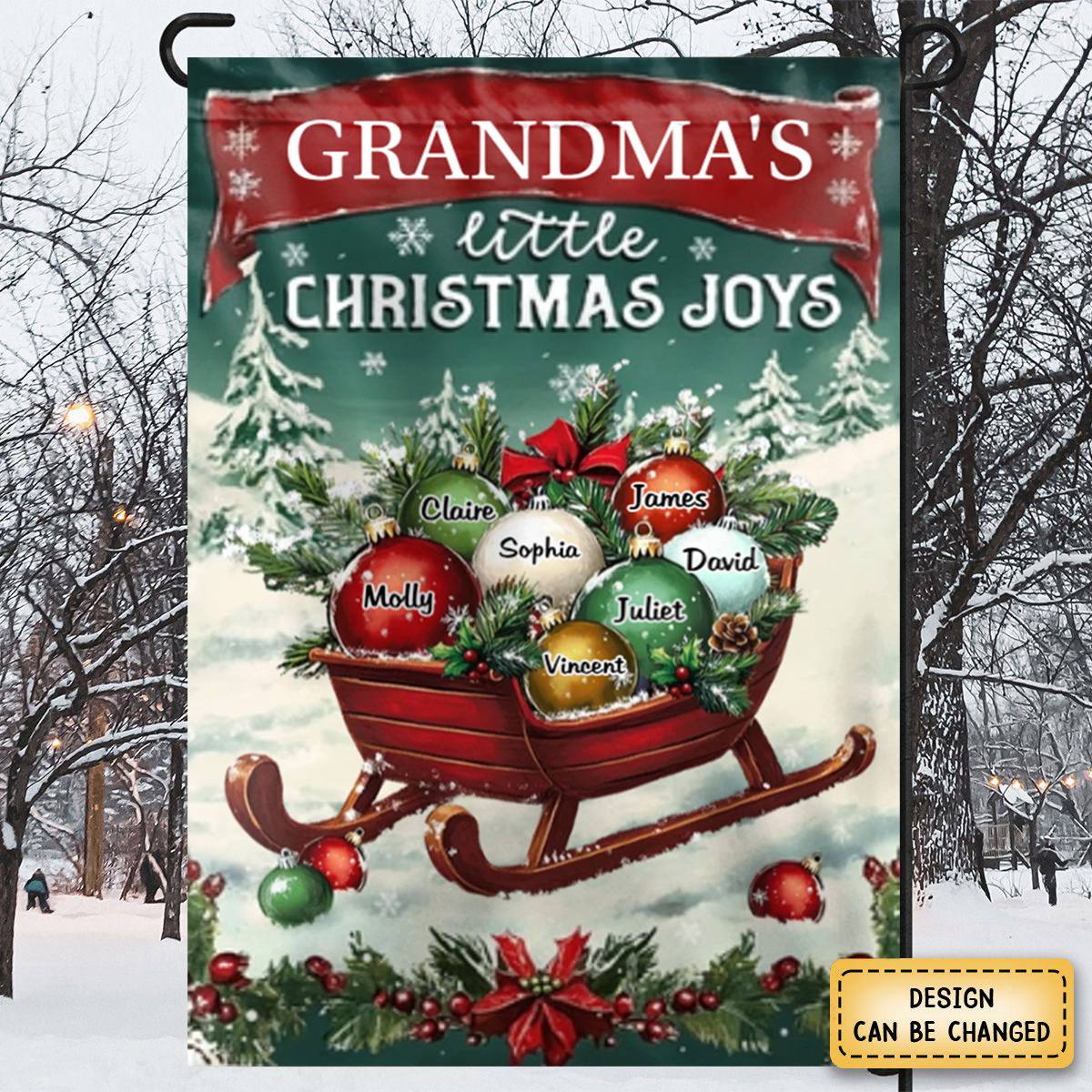 Christmas Gifts Grandma's Little Merry Personalized Garden Flags Winter Decorations - Image 4