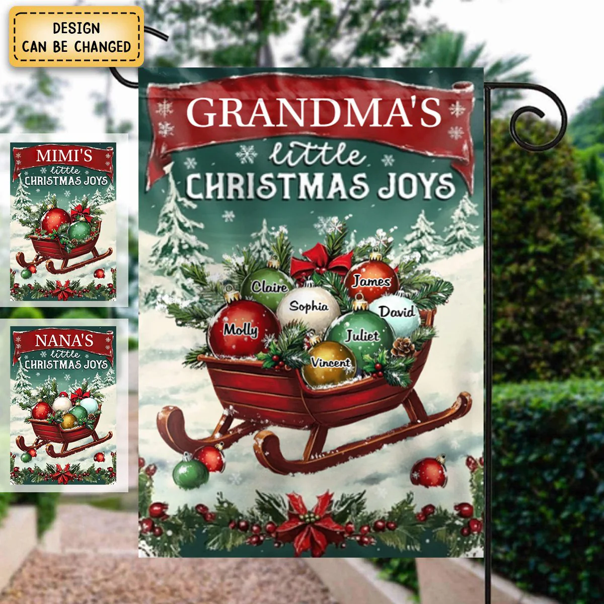 Christmas Gifts Grandma's Little Merry Personalized Garden Flags Winter Decorations - Image 5