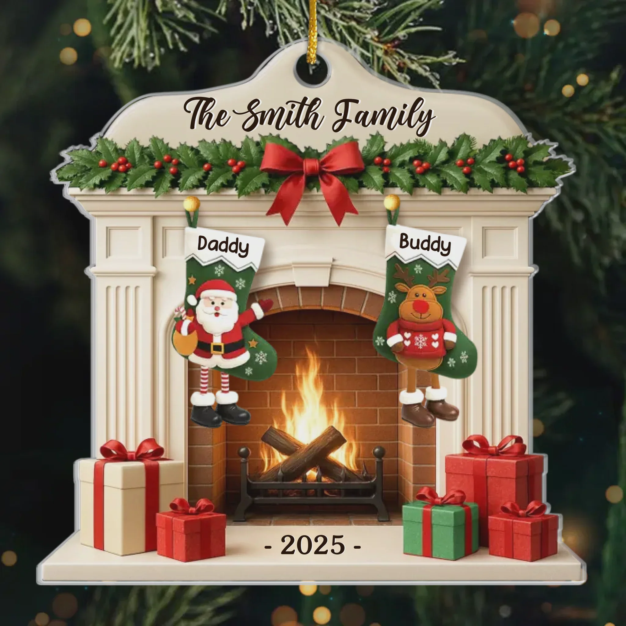 Christmas Glows Where Hearts Gather Personalized Acrylic Ornament Birthday Gifts - Image 2