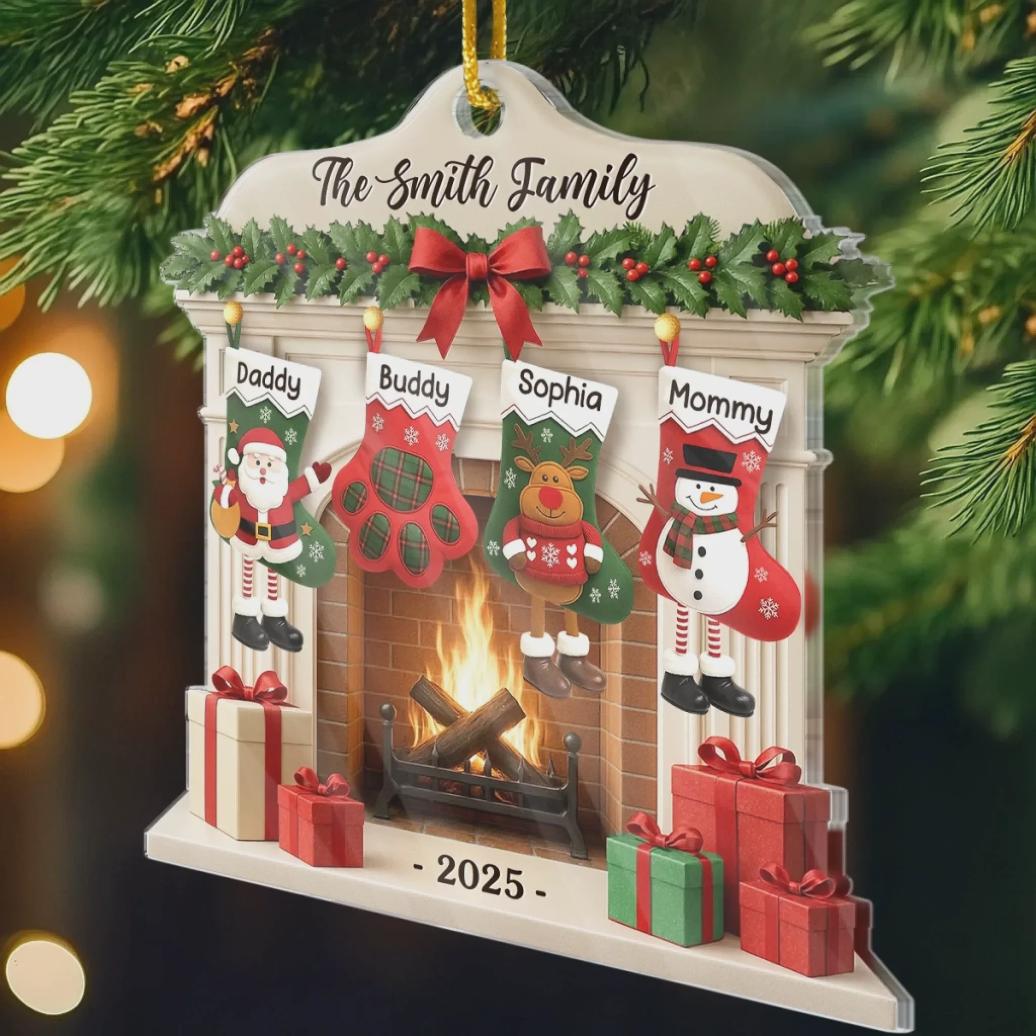 Christmas Glows Where Hearts Gather Personalized Acrylic Ornament Birthday Gifts - Image 3