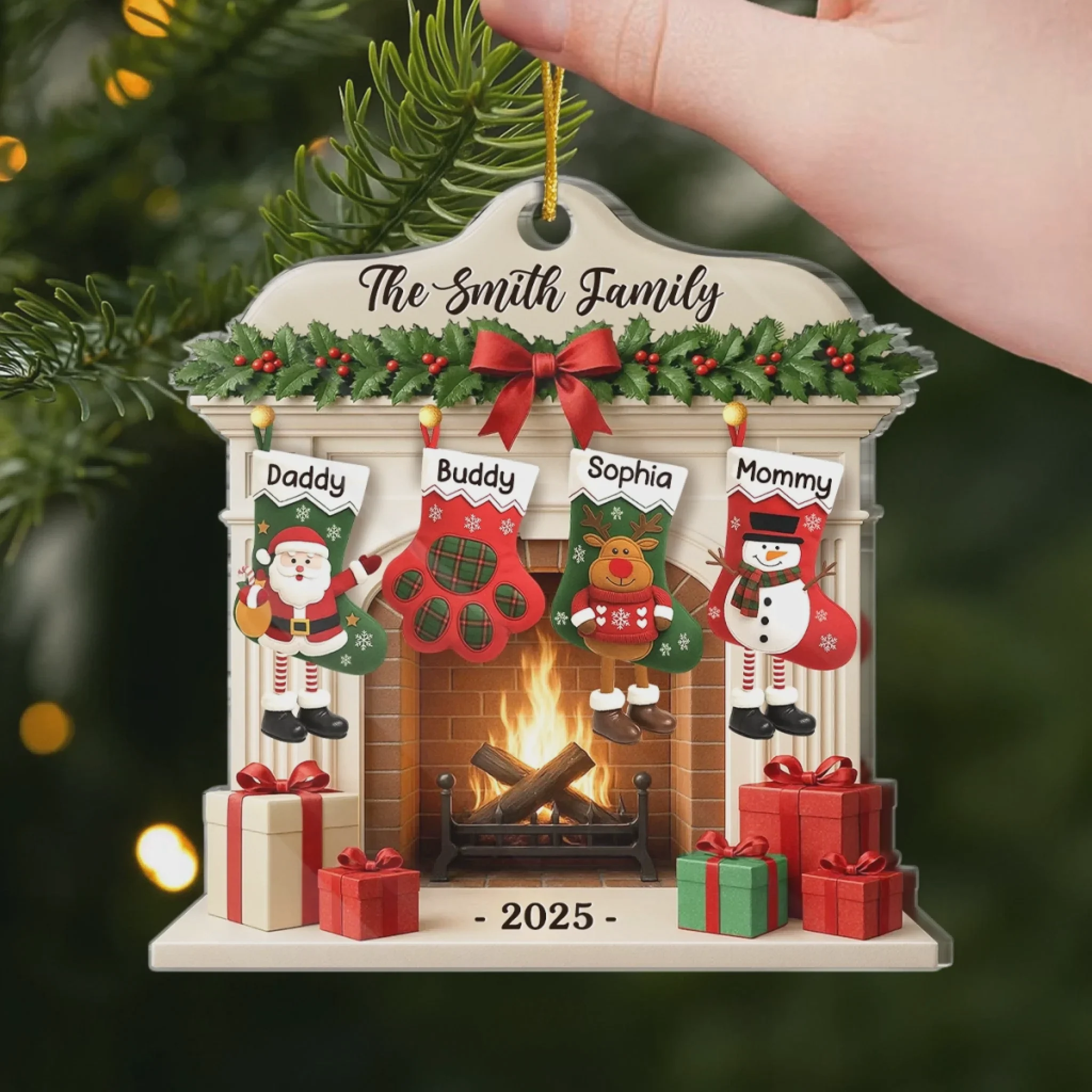 Christmas Glows Where Hearts Gather Personalized Acrylic Ornament Birthday Gifts - Image 4