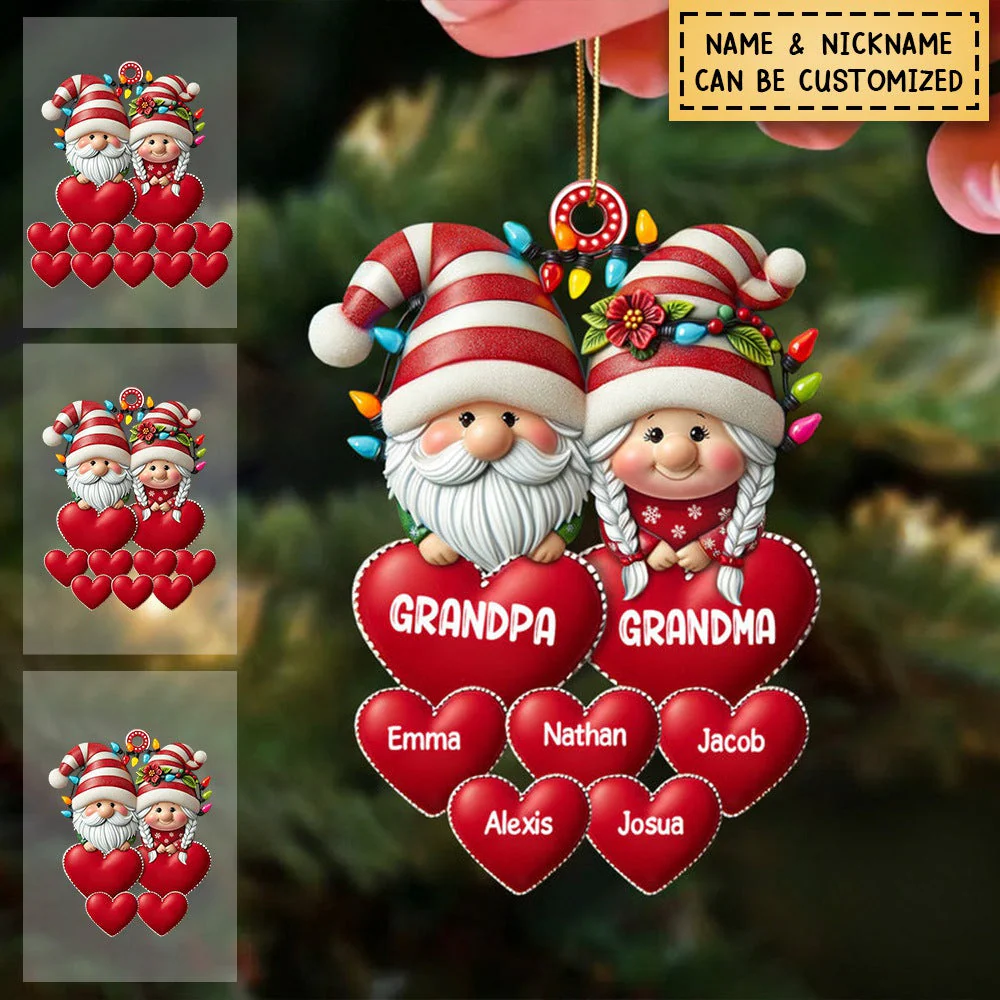 Christmas Grandma & Grandpa Mom & Dad With Heart Kids Personalized Acrylic Ornament - Image 3