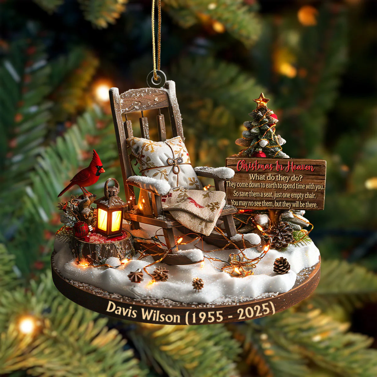 Christmas In Heaven - Personalized Memorial Custom Shaped Acrylic Ornament - Image 2