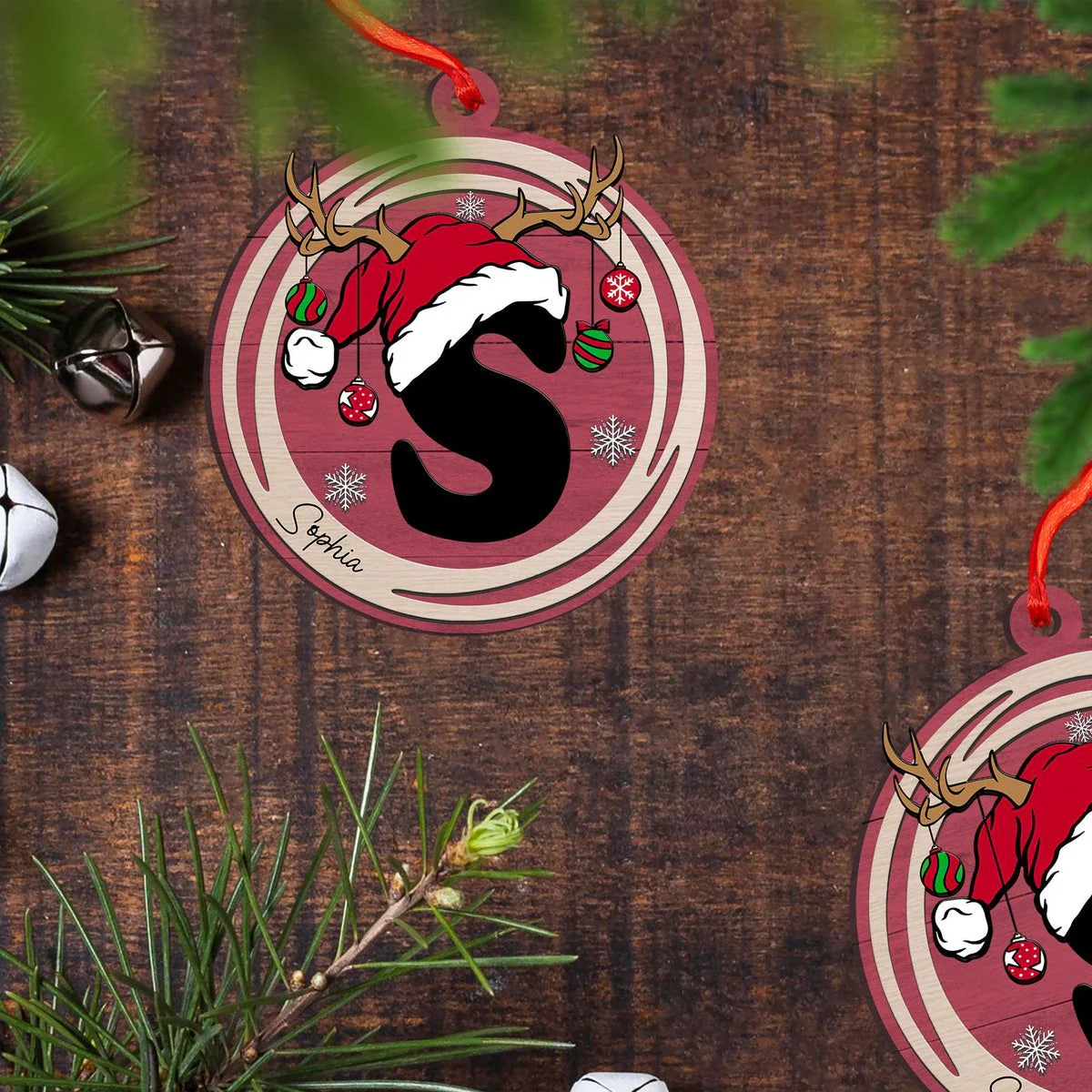 Christmas Letter - Personalized Alphabet Wooden Ornament - Image 3