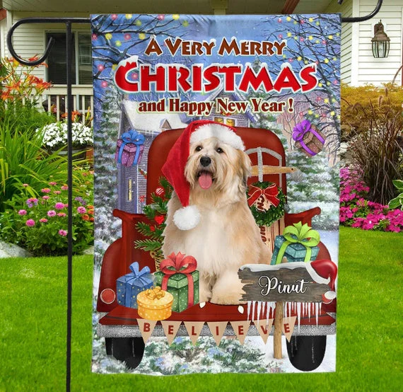 Christmas Personalized Pet Photo And Name Flag Christmas Gift, Gift For Pet Lovers - Image 2