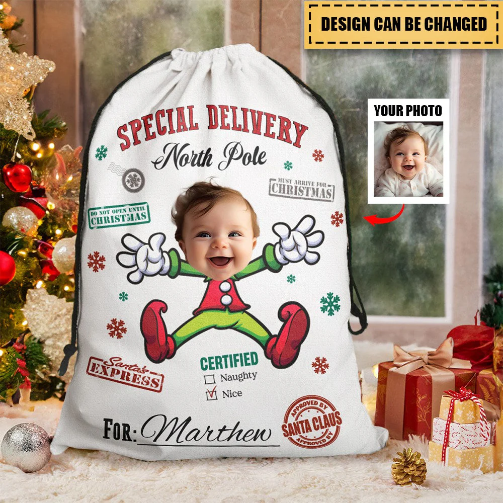 Christmas Santa Sack From North Pole For Kids - Personalized Photo Christmas Sack - Image 2