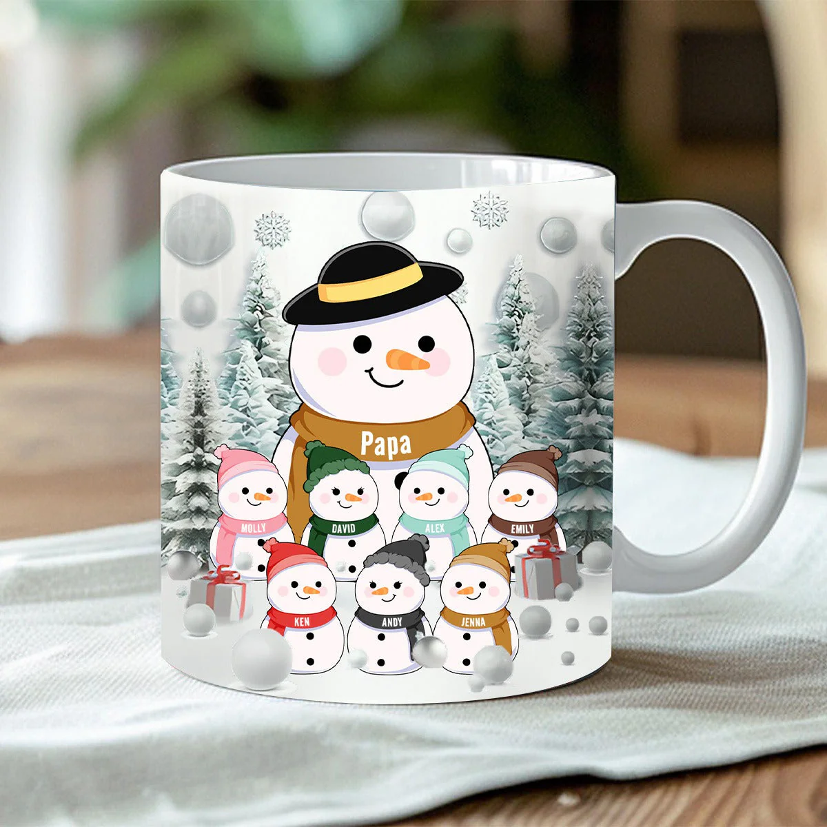 Christmas Snowman Grandma Grandpa Grandkids - Personalized Mug Xmas Gift - Image 2