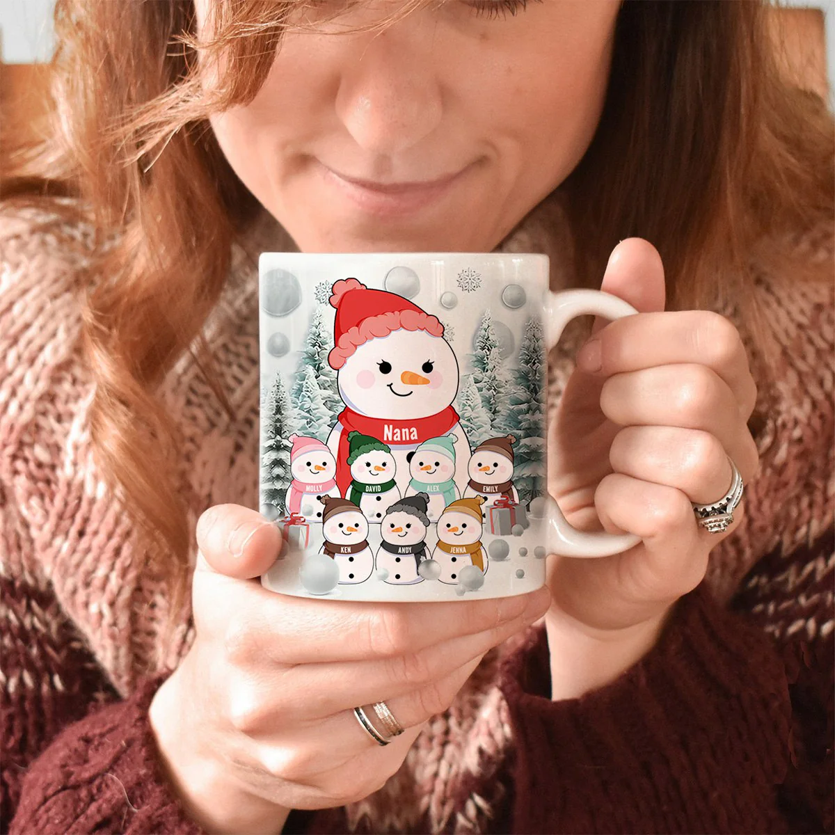 Christmas Snowman Grandma Grandpa Grandkids - Personalized Mug Xmas Gift - Image 3