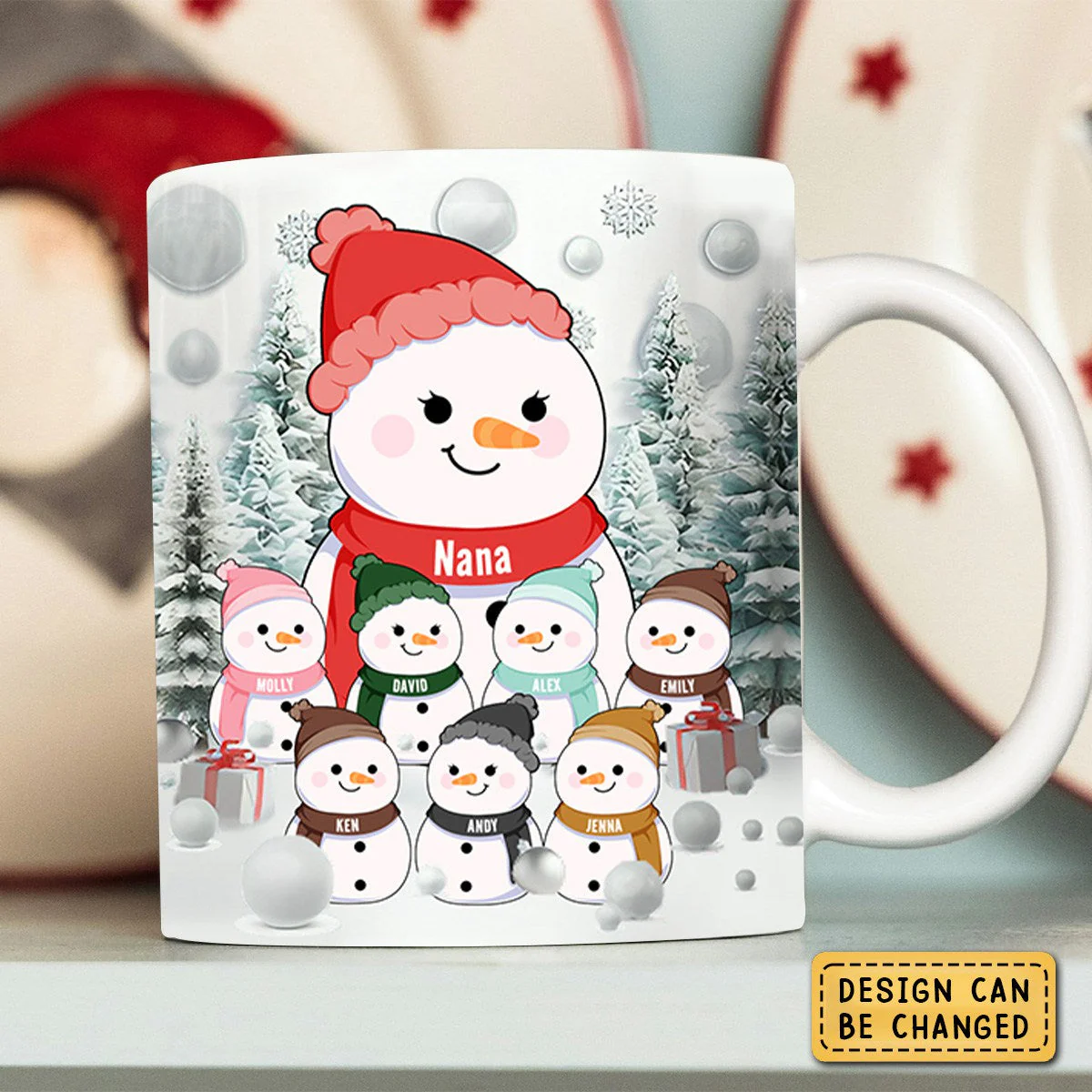 Christmas Snowman Grandma Grandpa Grandkids - Personalized Mug Xmas Gift - Image 5