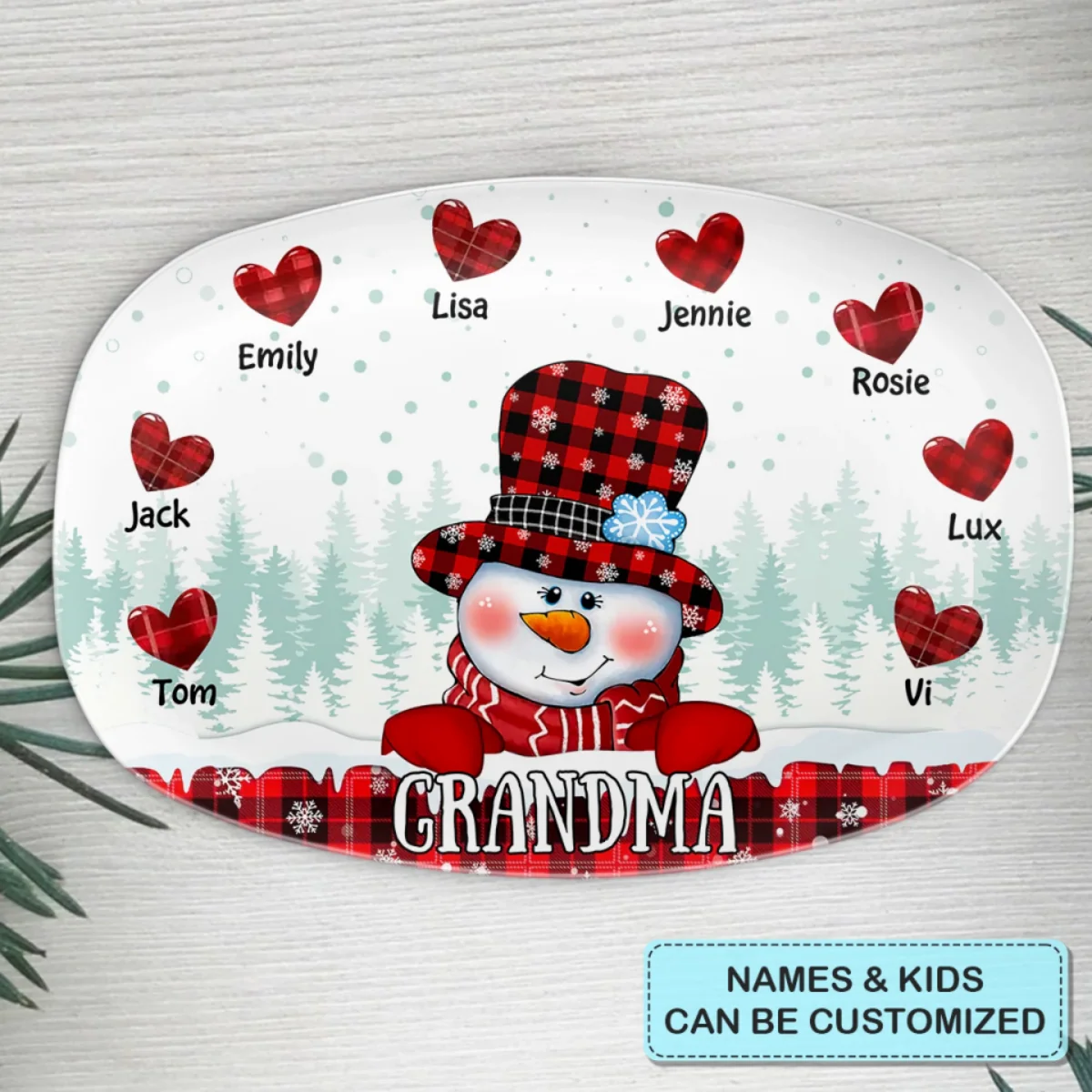 Christmas Snowman Personalized Platter - Christmas Gift For Family - Image 2