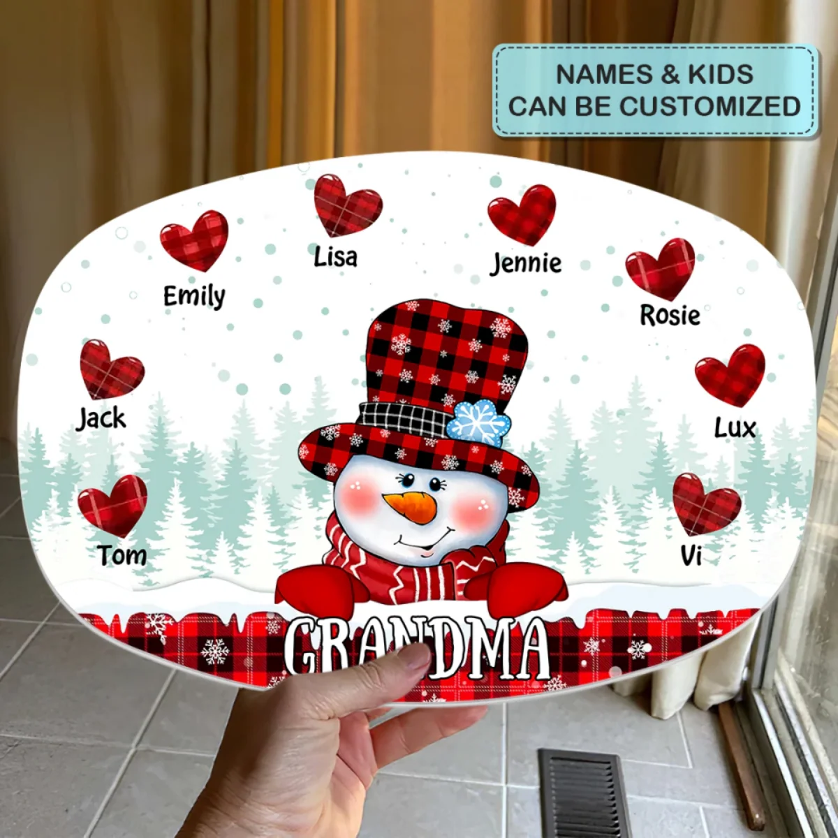 Christmas Snowman Personalized Platter - Christmas Gift For Family - Image 3