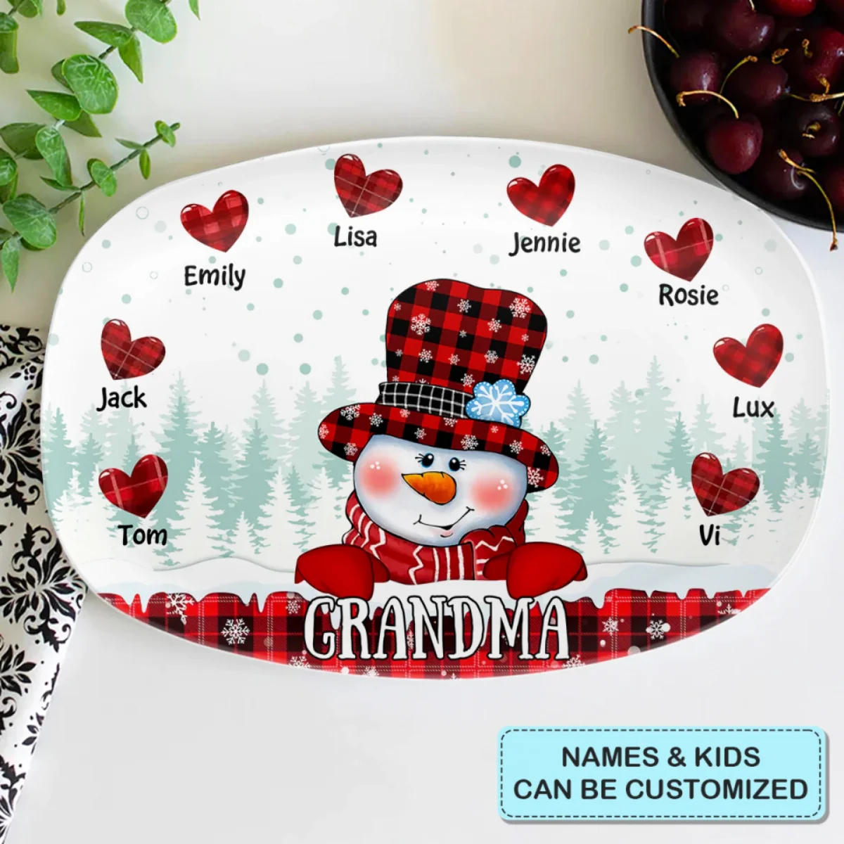 Christmas Snowman Personalized Platter - Christmas Gift For Family - Image 4
