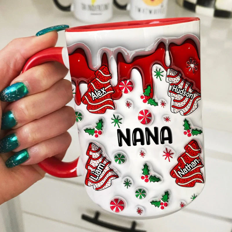 Christmas Tree Cakes Grandma With Xmas Snack Cakes Grandkids Personalized Accent Mug - Image 4