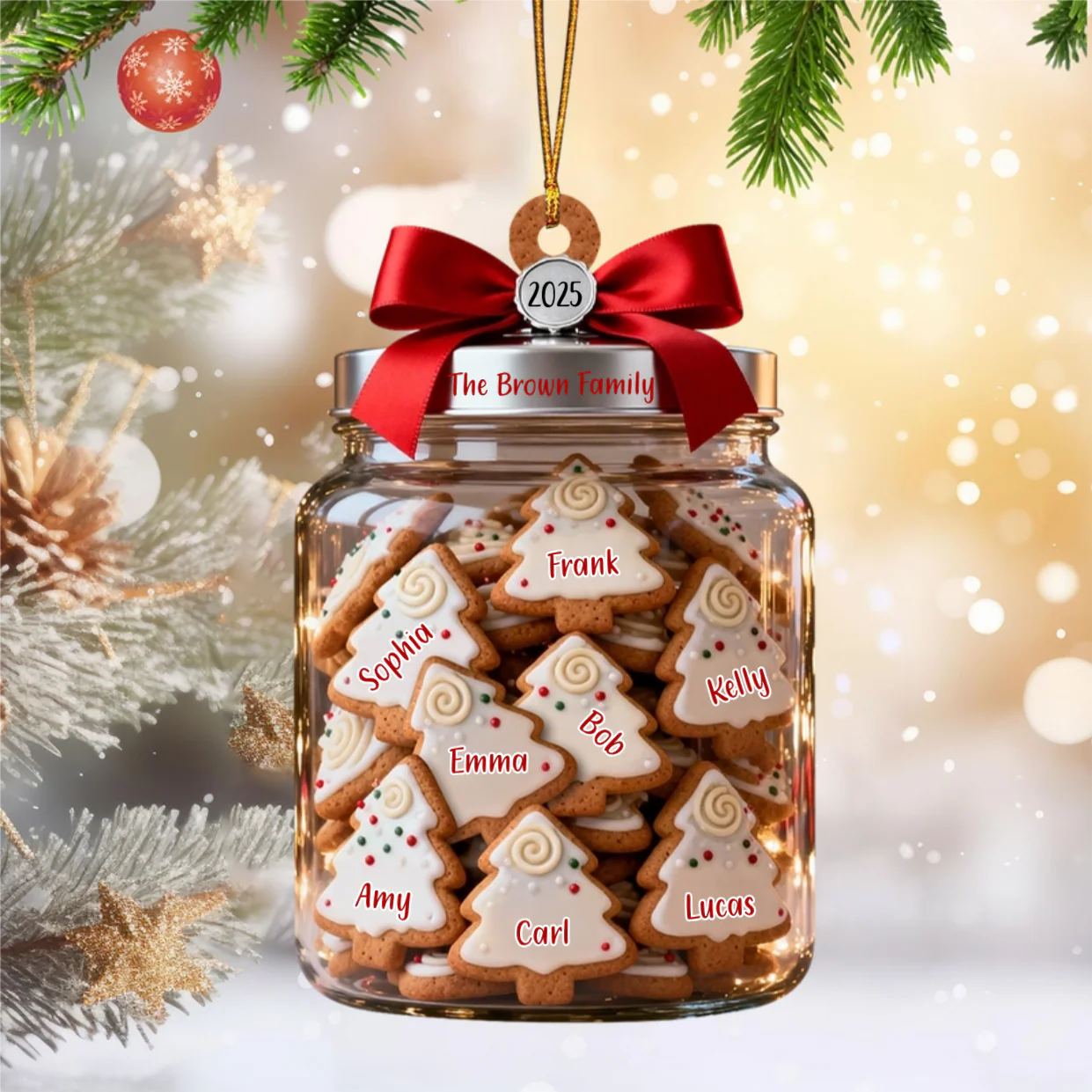 Christmas Tree Cookies Our Family - Personalized Acrylic Ornament - Image 2