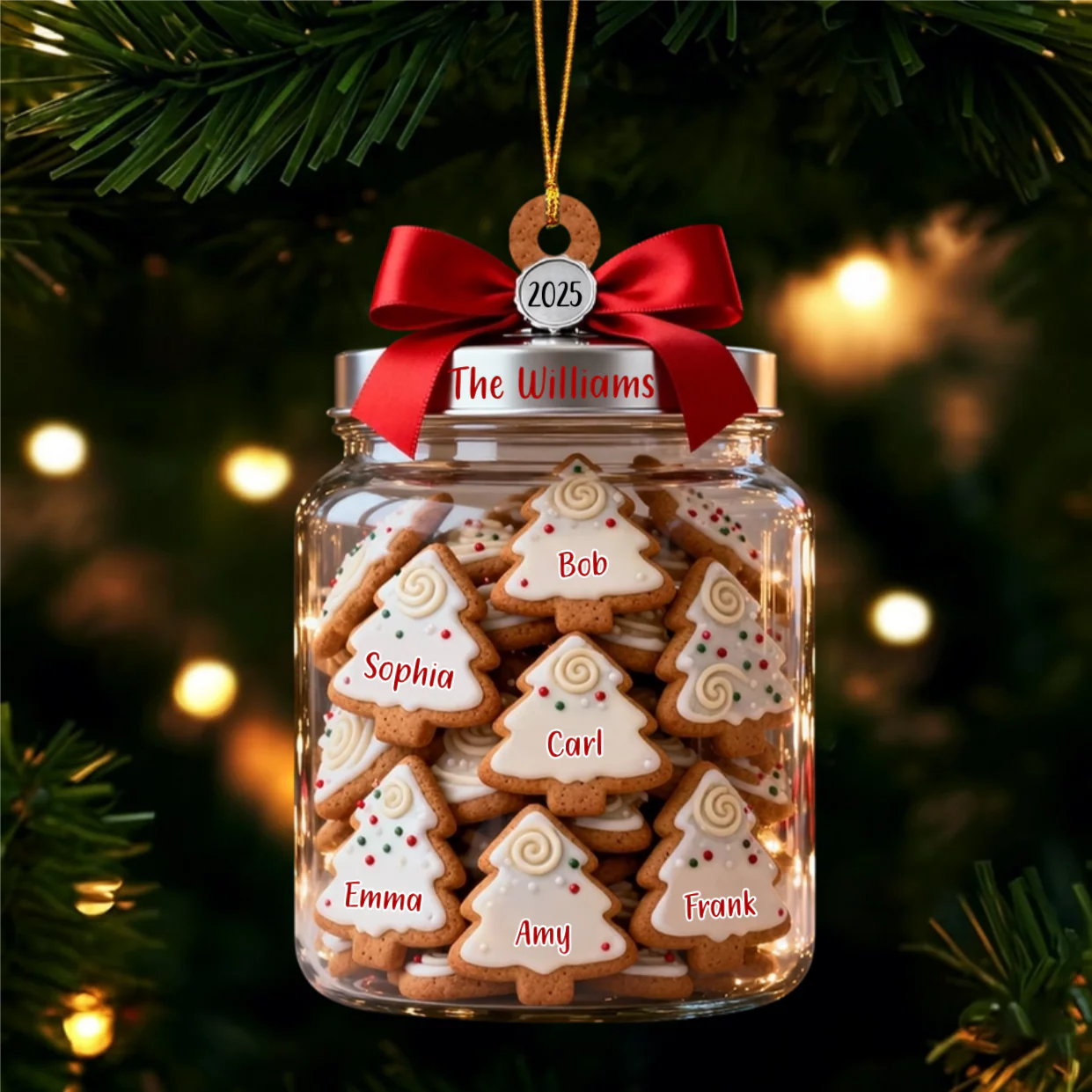 Christmas Tree Cookies Our Family - Personalized Acrylic Ornament - Image 3