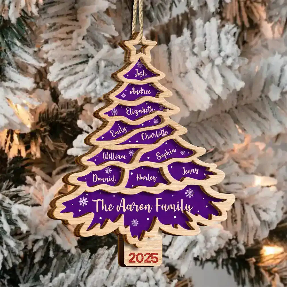 Christmas Tree Family Bestie Custom Names- Personalized 2-Layered Wooden Ornament - Image 4