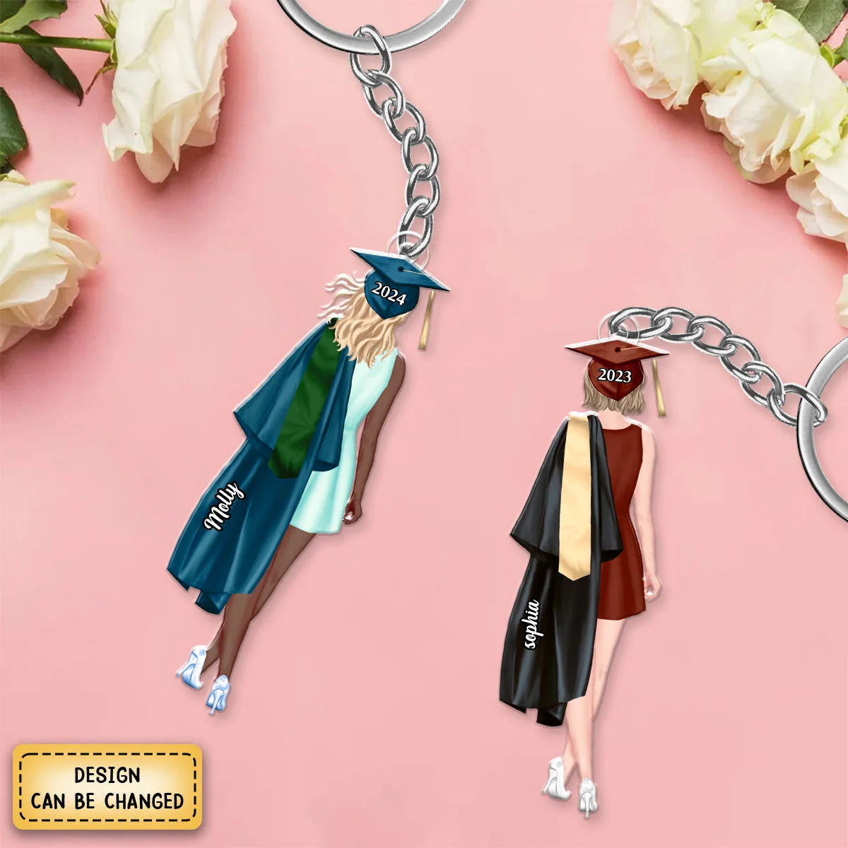 Class Of 2024 Senior Back View Graduation Personalized Acrylic Keychain - Image 3