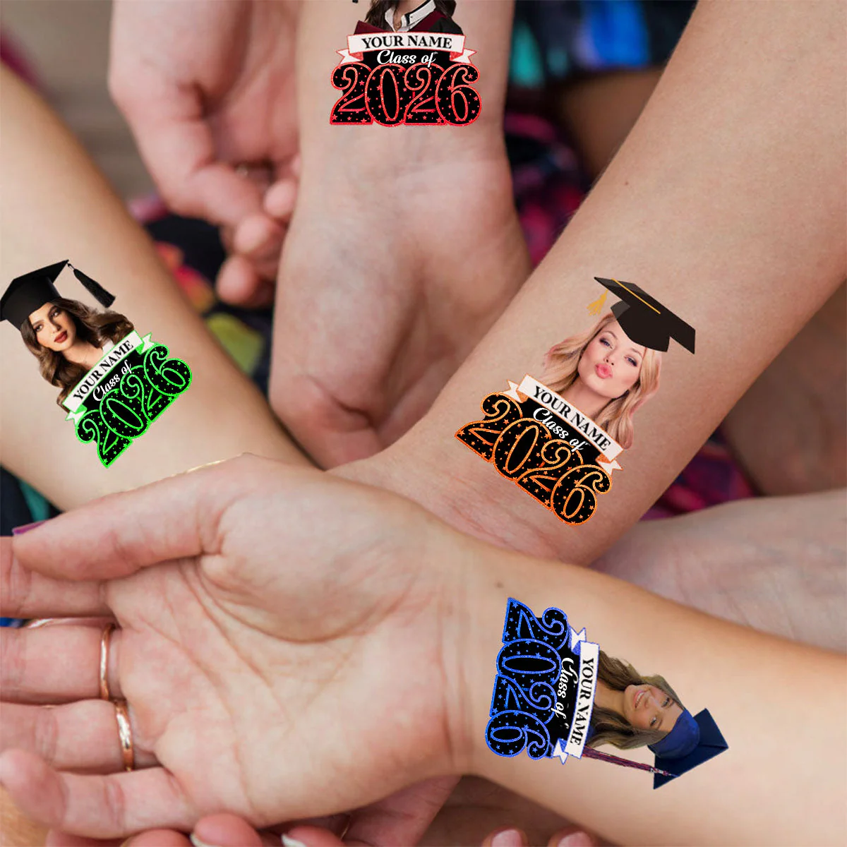 Class Of 2026, Custom Photo And Name Temporary Tattoo,Personalized Fake Tattoo, Graduation Gift - Image 2