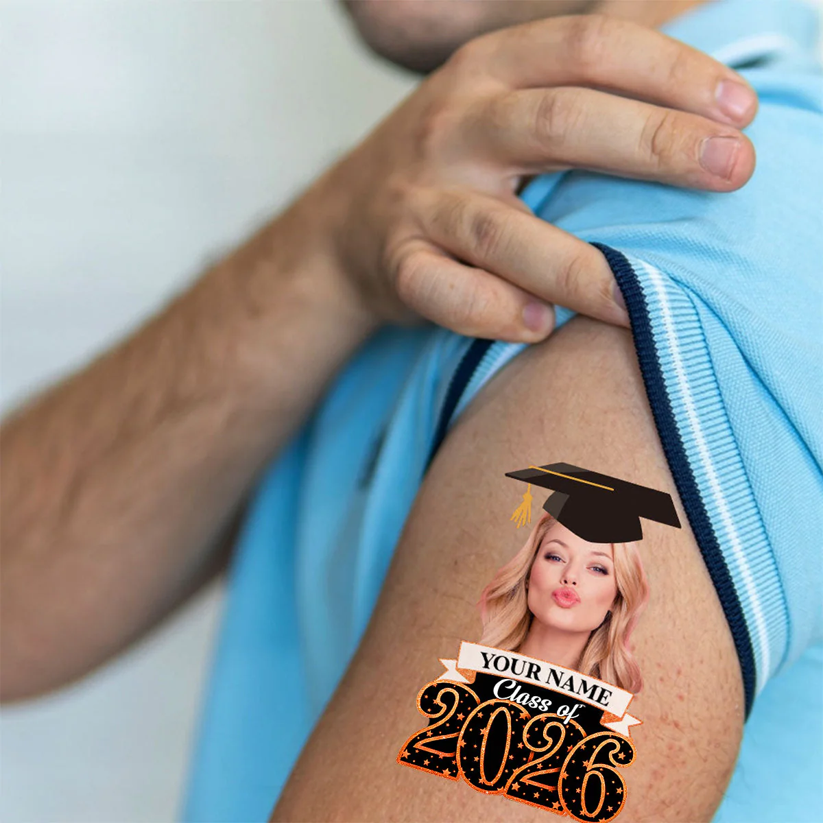 Class Of 2026, Custom Photo And Name Temporary Tattoo,Personalized Fake Tattoo, Graduation Gift - Image 5