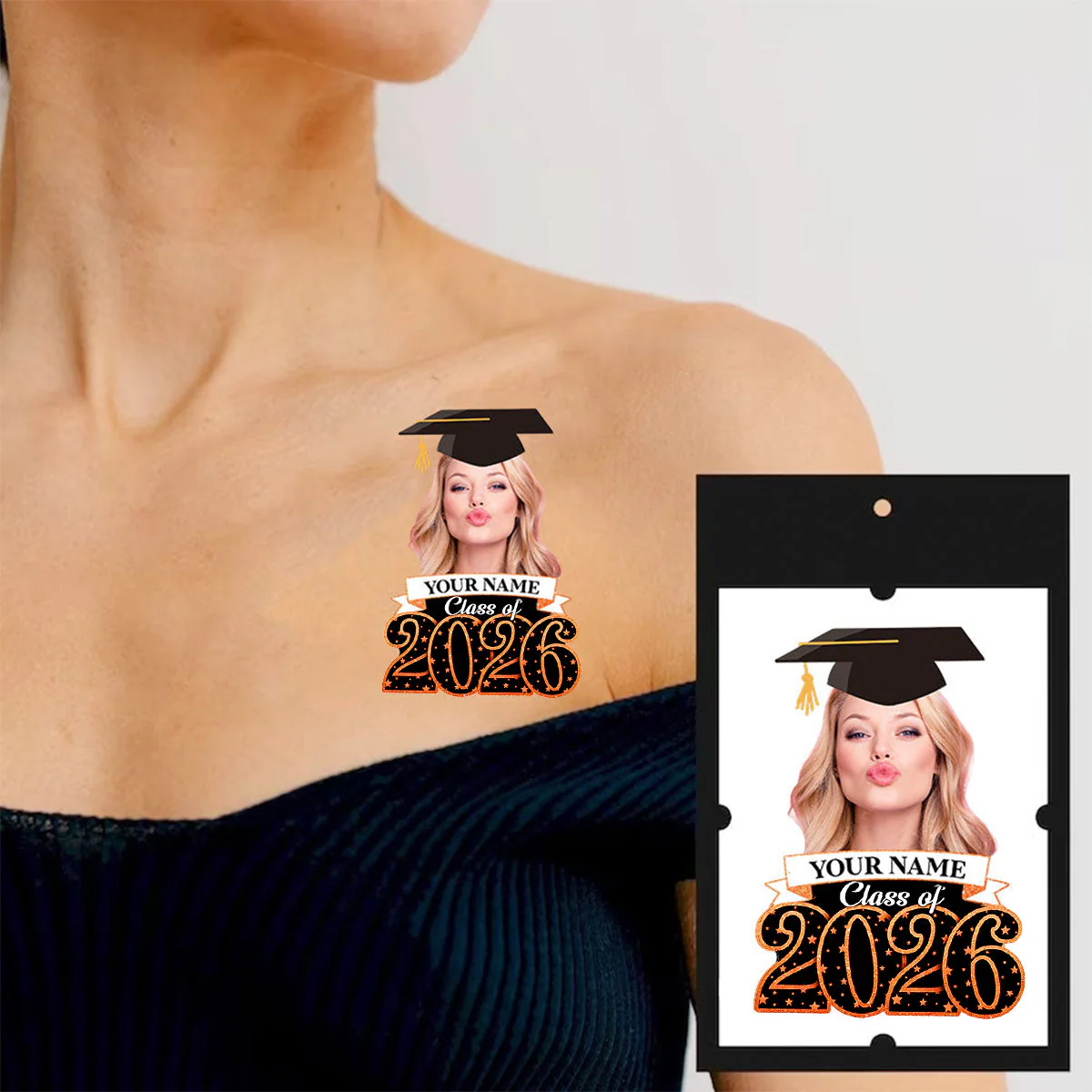Class Of 2026, Custom Photo And Name Temporary Tattoo,Personalized Fake Tattoo, Graduation Gift - Image 7