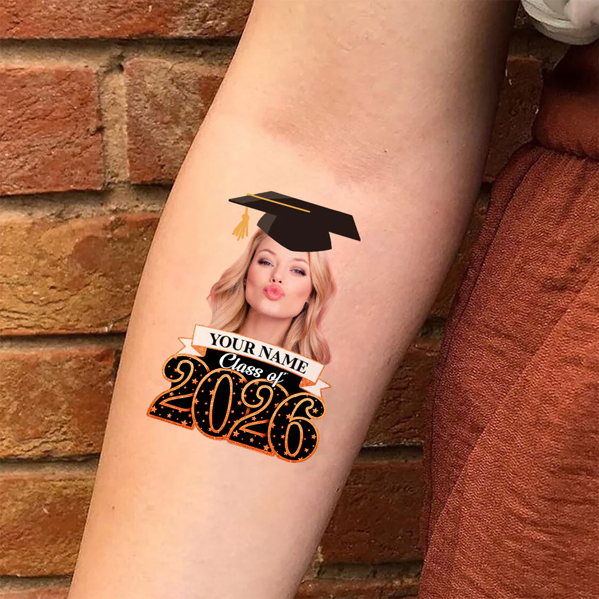 Class Of 2026, Custom Photo And Name Temporary Tattoo,Personalized Fake Tattoo, Graduation Gift - Image 9