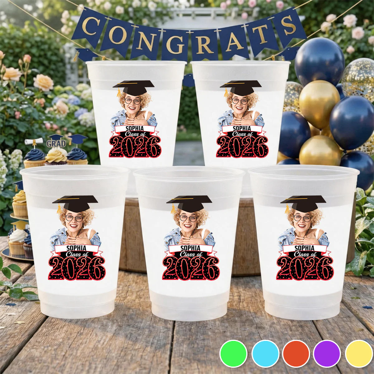 Class Of 2026, Custom Your Photo And Your Name Graduation Cups, Personalized Graduation Gift
