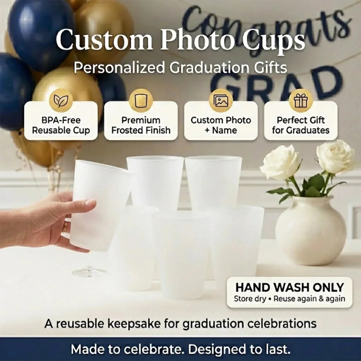 Class Of 2026, Custom Your Photo And Your Name Graduation Cups, Personalized Graduation Gift - Image 6