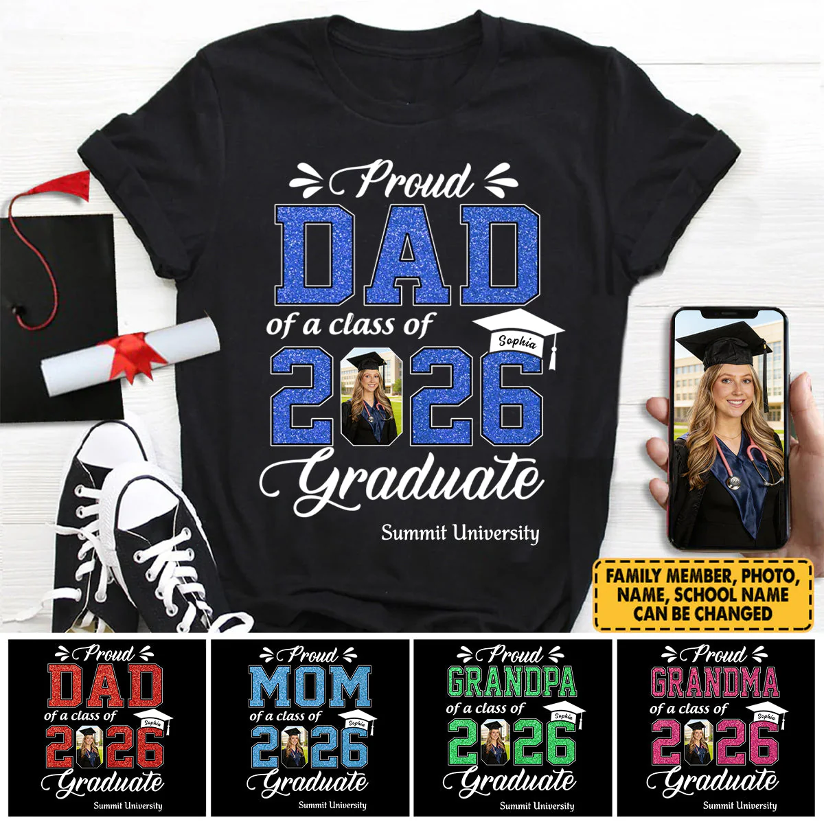 Class of 2026 Family Gifts For Family Member Graduation Shirt Proud Family Shirt