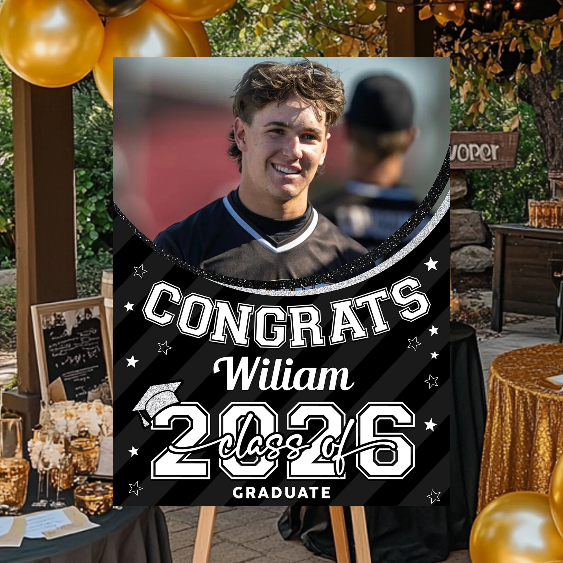 Class Of 2026 Welcome Sign - Personalized Custom Photo Grad Party Sign Canvas - Image 6