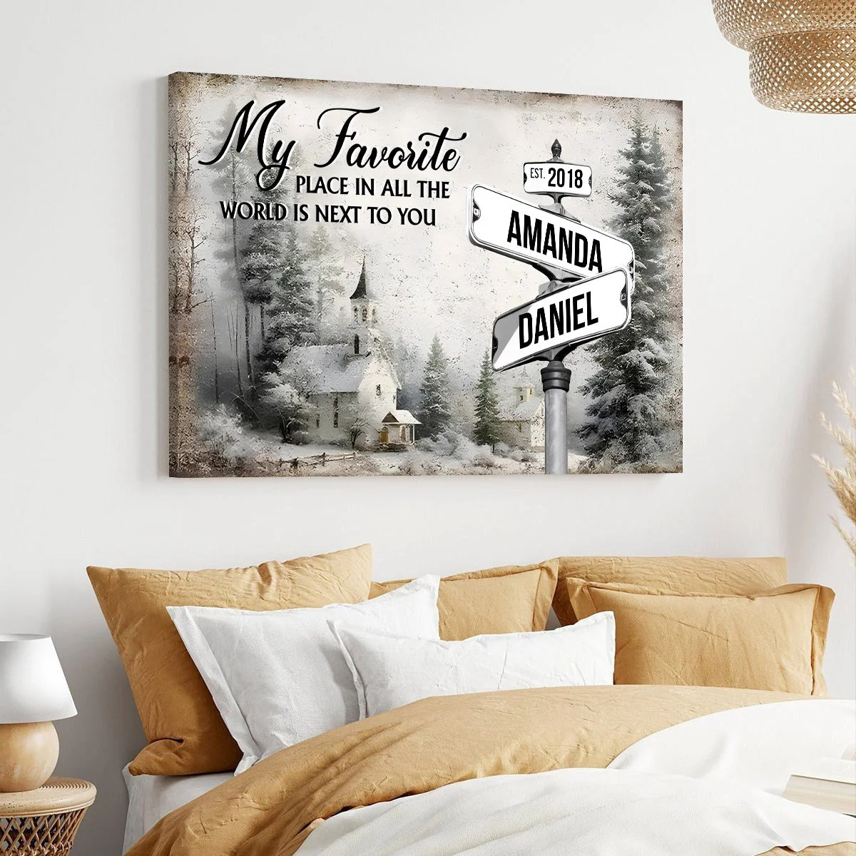 Classic Crossroad of Love - Custom Anniversary Personalized Couple Canvas Poster - Image 3