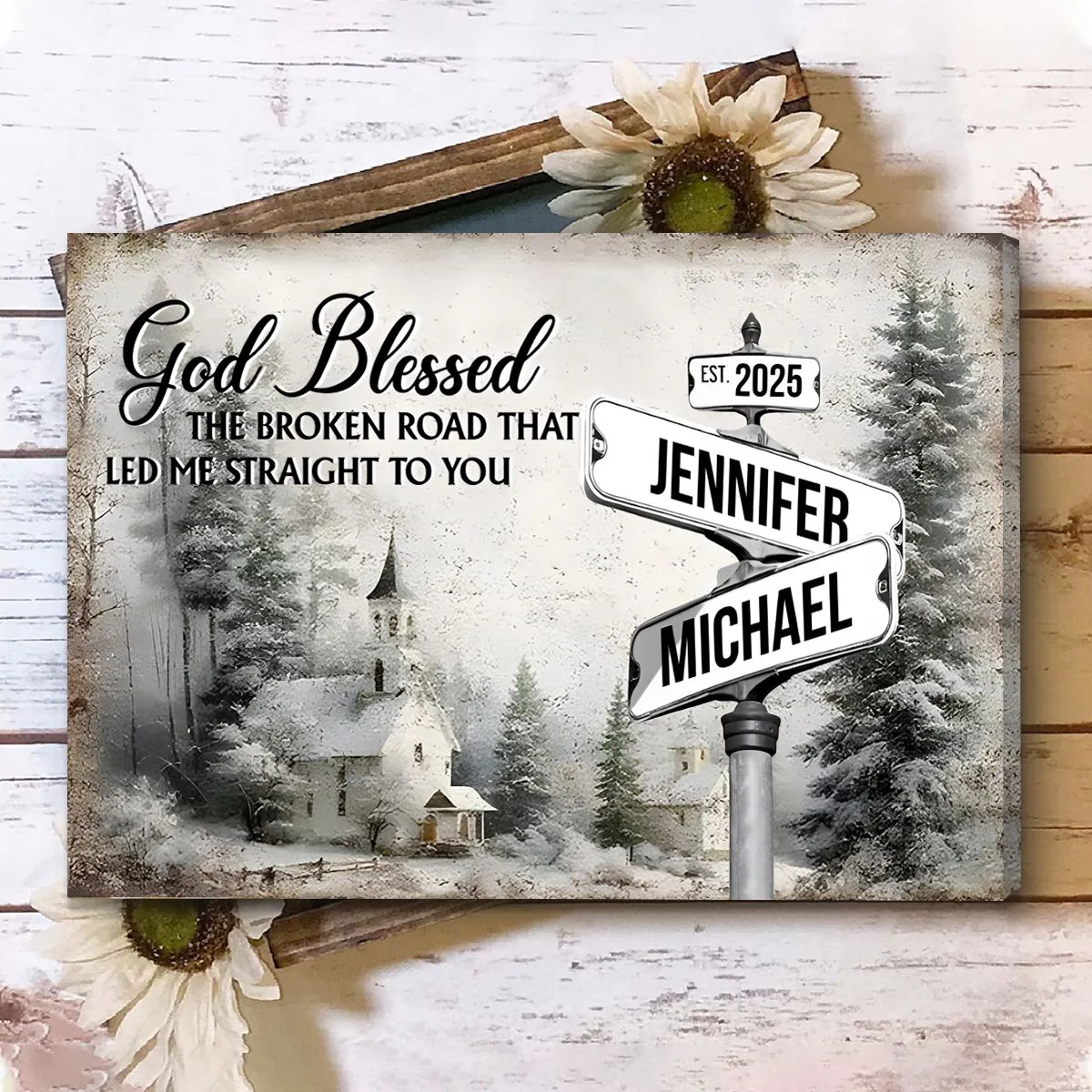 Classic Crossroad of Love - Custom Anniversary Personalized Couple Canvas Poster - Image 4
