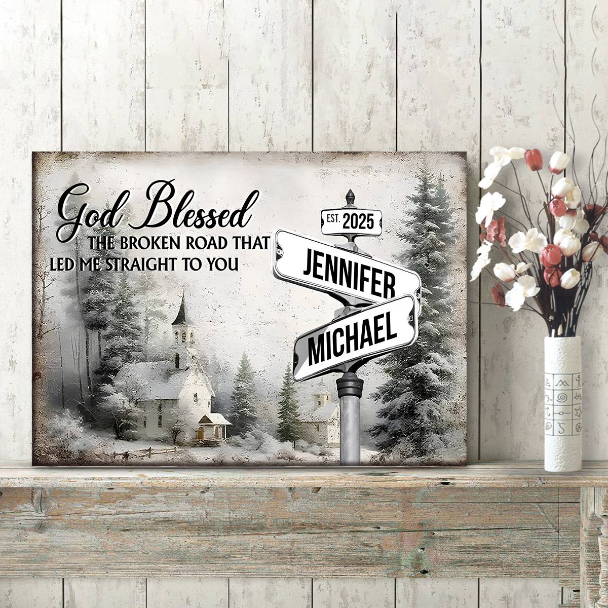 Classic Crossroad of Love - Custom Anniversary Personalized Couple Canvas Poster - Image 5