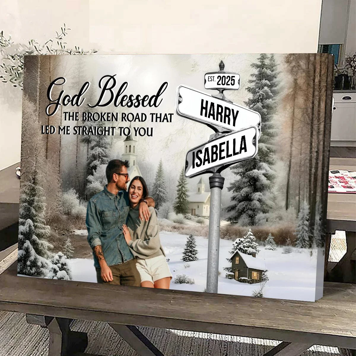 Classic Crossroad of Love - Custom Photo Anniversary Personalized Couple Canvas Poster - Image 5
