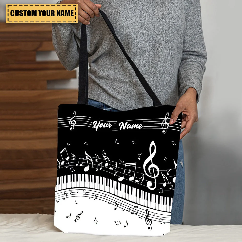 Classic Piano & Music Score Personalized Tote Bag - Image 3