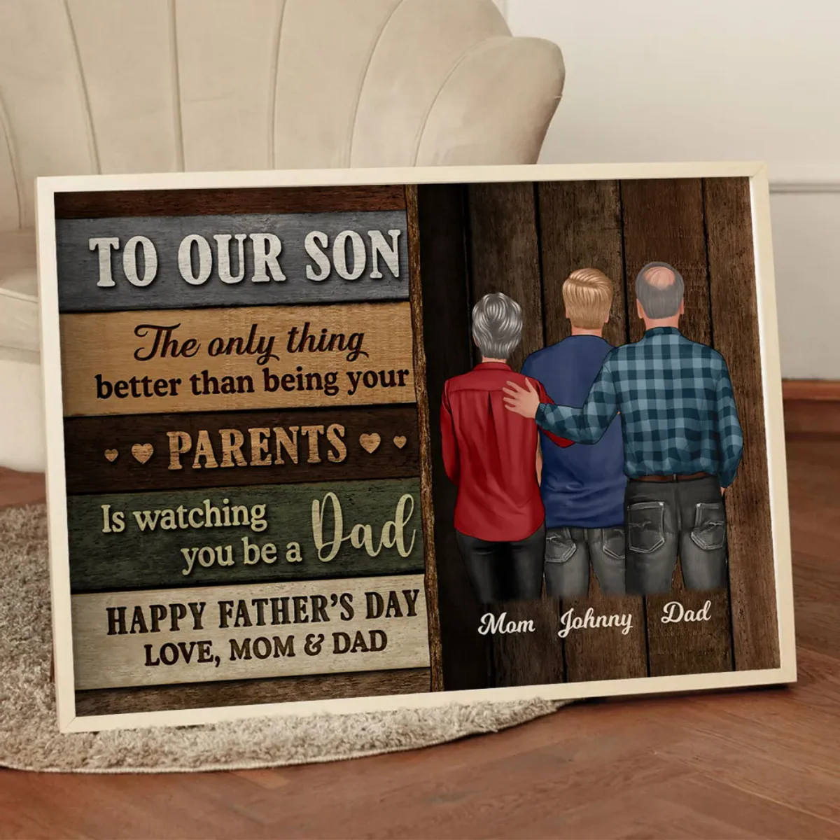 Colored Wood Pallets To My Son Happy Father's Day Personalized Poster, Heartfelt Father's Day Gift For Son - Image 3