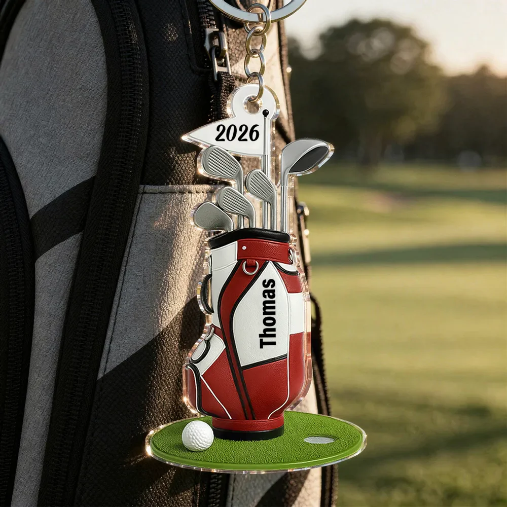 Colorful Golf Bag - Personalized Acrylic Golf Bag Keychain - Gift for Golf Lovers - Image 2
