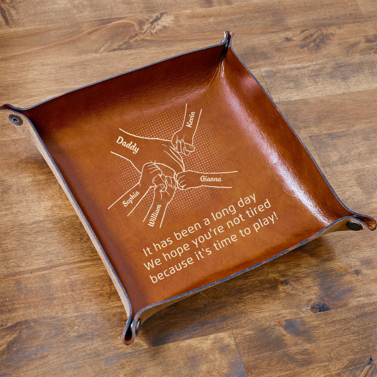 Come Home To Love - Family Personalized Custom Leather Valet Tray - Father's Day, Gift For Dad, Grandpa - Image 10