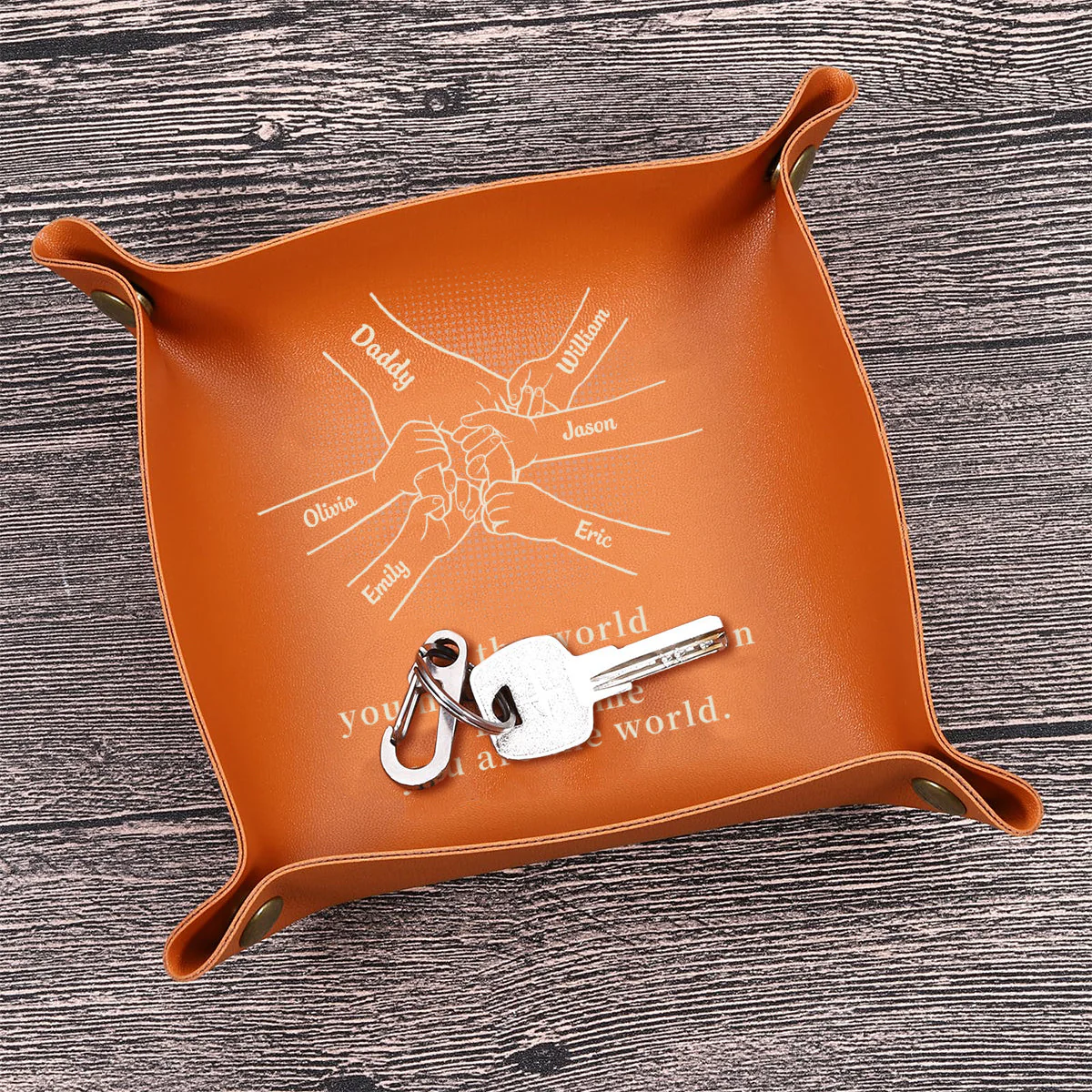 Come Home To Love - Family Personalized Custom Leather Valet Tray - Father's Day, Gift For Dad, Grandpa - Image 5