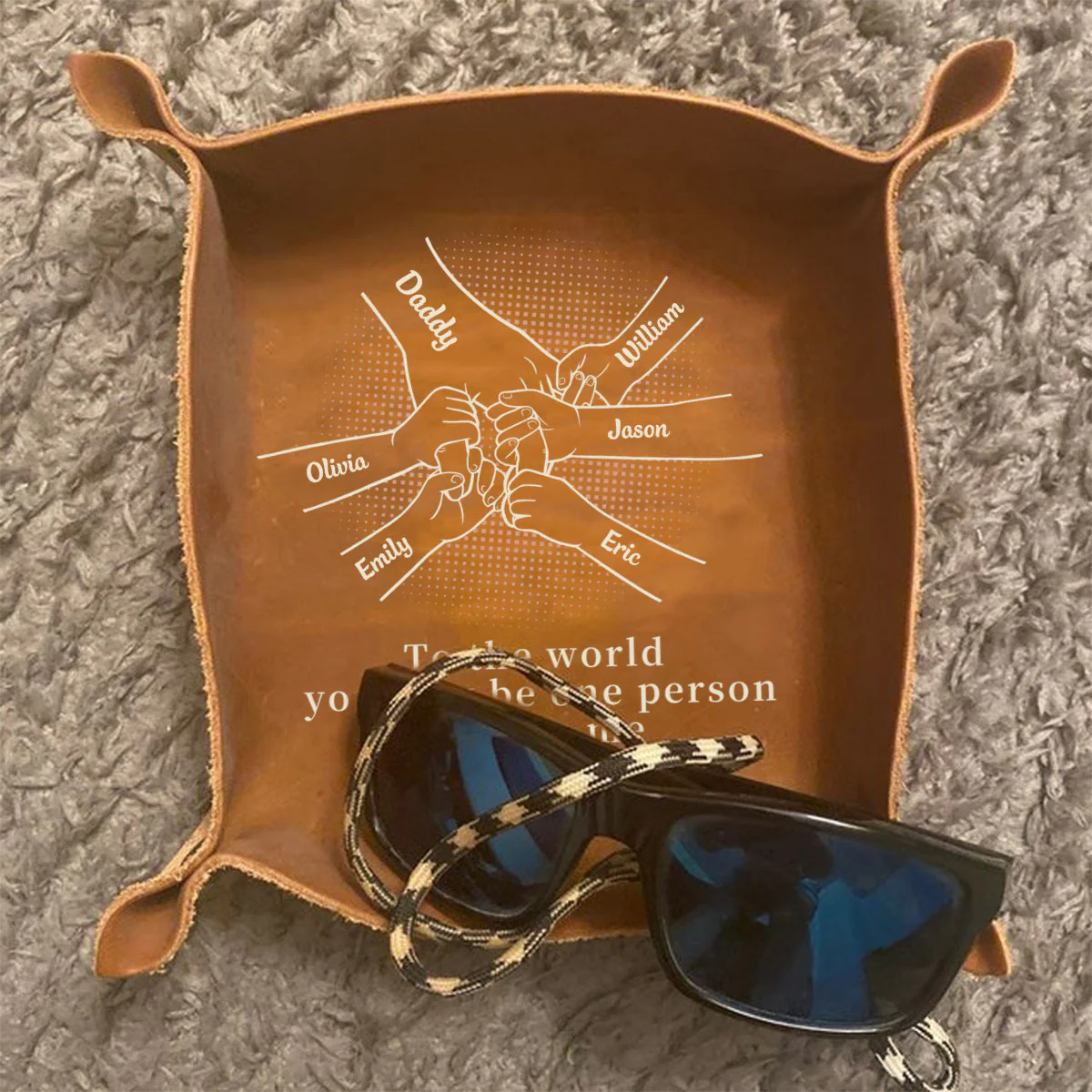 Come Home To Love - Family Personalized Custom Leather Valet Tray - Father's Day, Gift For Dad, Grandpa - Image 8