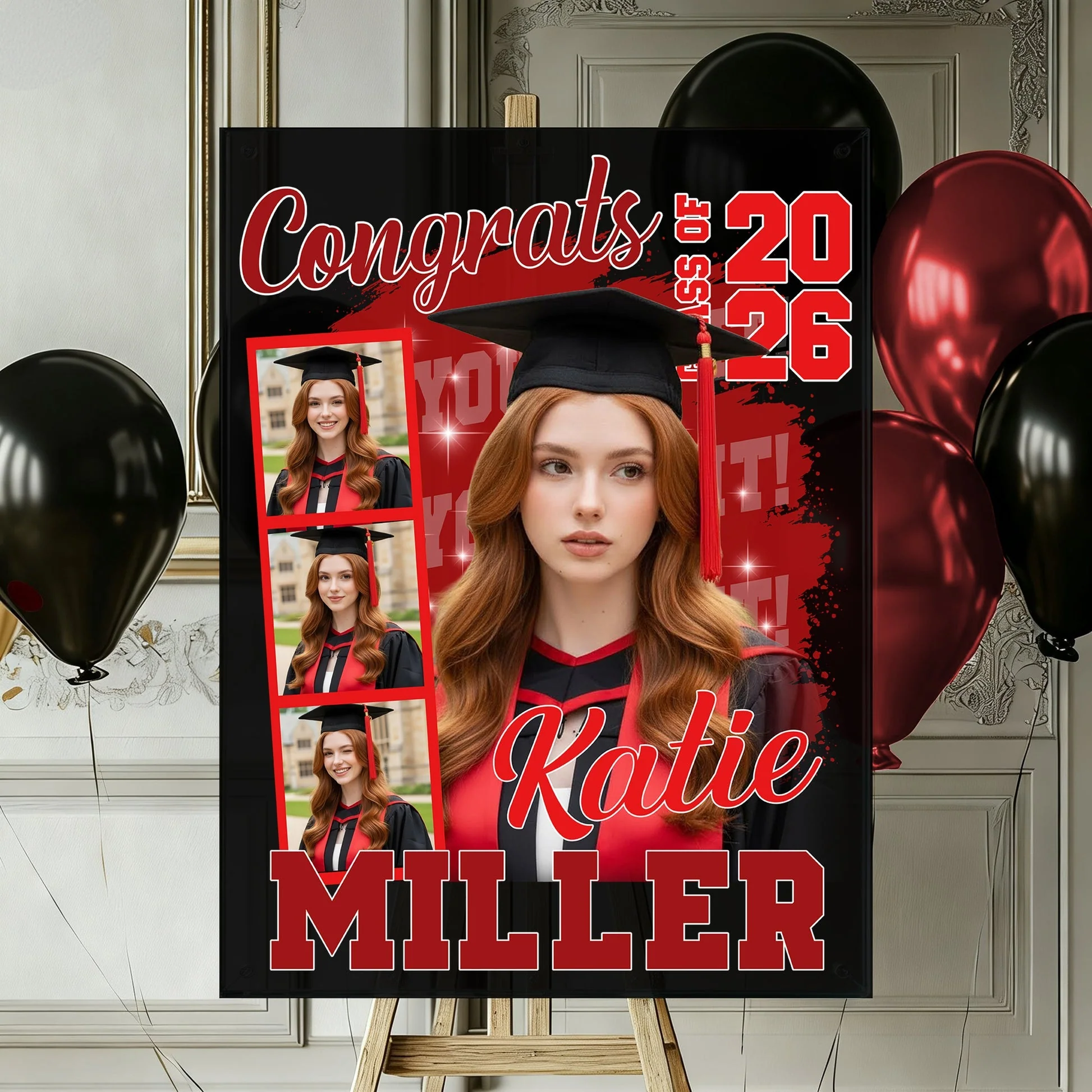 Congrats 2026 Graduation - Personalized Graduation Welcome Sign - Custom Celebration Canvas Poster - Image 2
