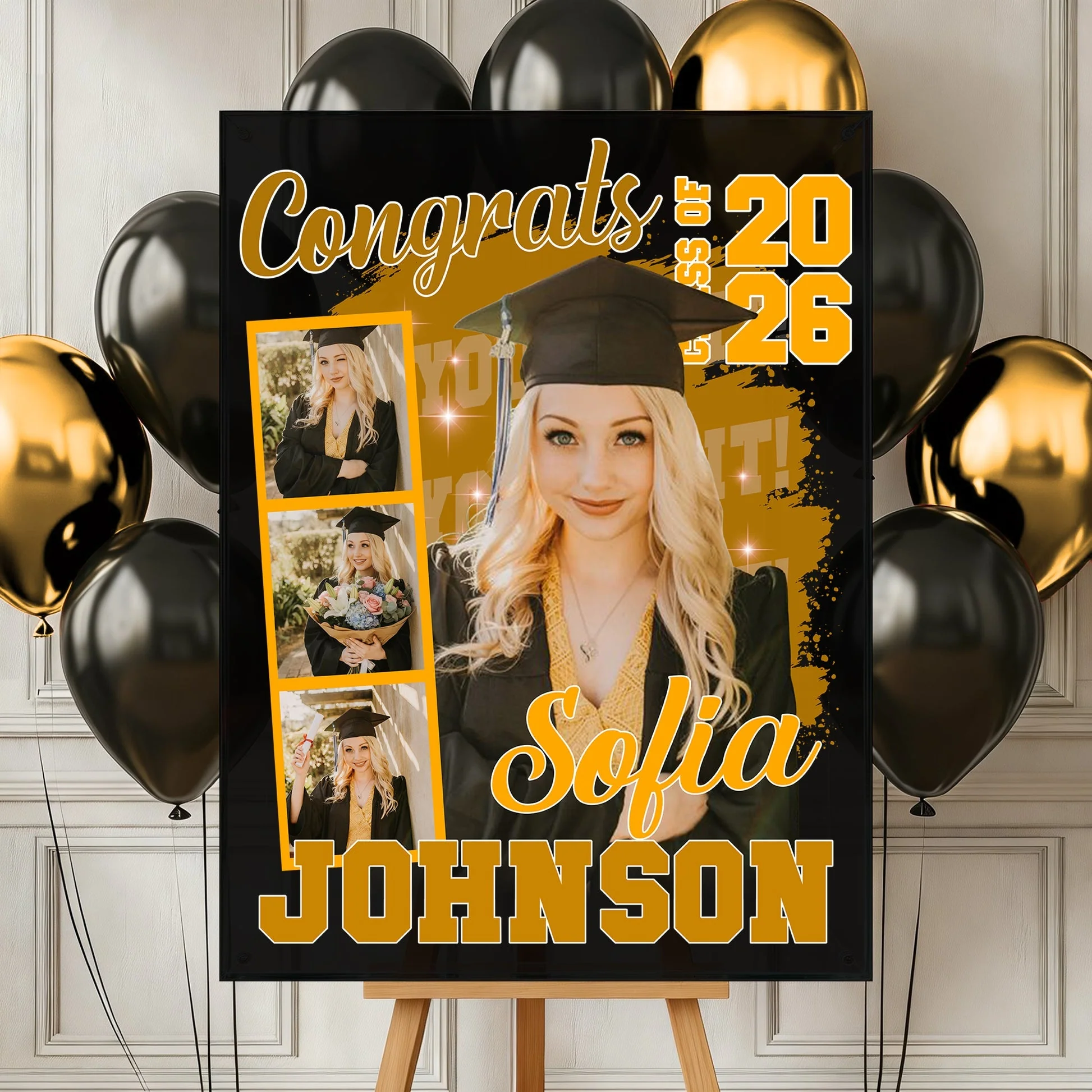 Congrats 2026 Graduation - Personalized Graduation Welcome Sign - Custom Celebration Canvas Poster - Image 4