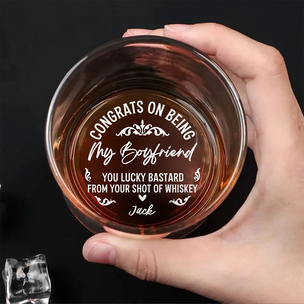 Congrats On Being My Husband - Personalized Engraved Whiskey Glass - Image 2