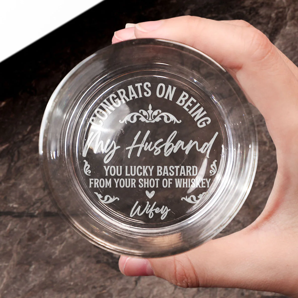 Congrats On Being My Husband - Personalized Engraved Whiskey Glass - Image 4