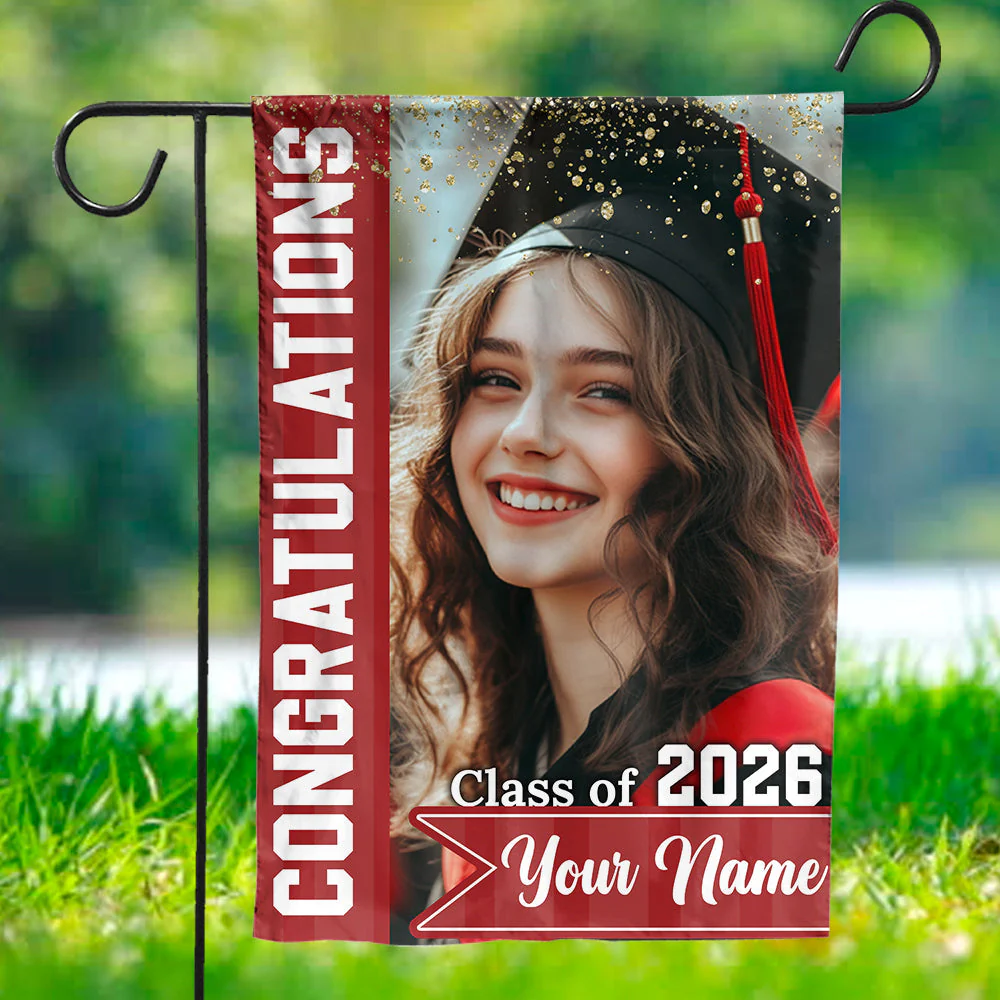 Congrats Photo Graduation Flags - Personalized Graduation Garden Flag - Graduation Class Of 2026 - Image 3