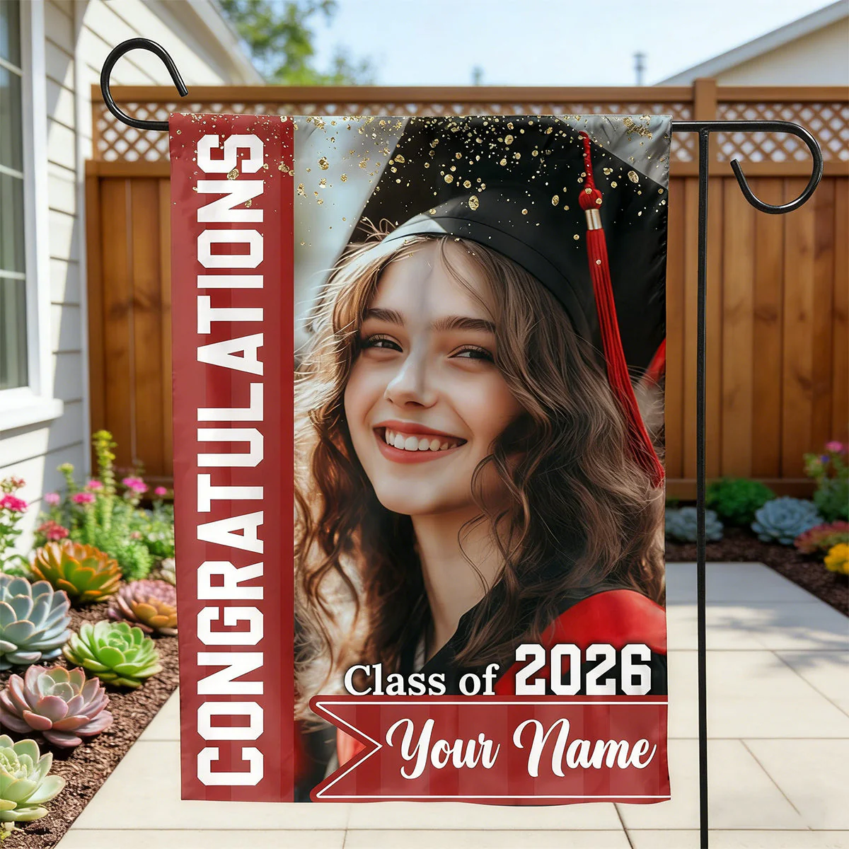 Congrats Photo Graduation Flags - Personalized Graduation Garden Flag - Graduation Class Of 2026 - Image 6