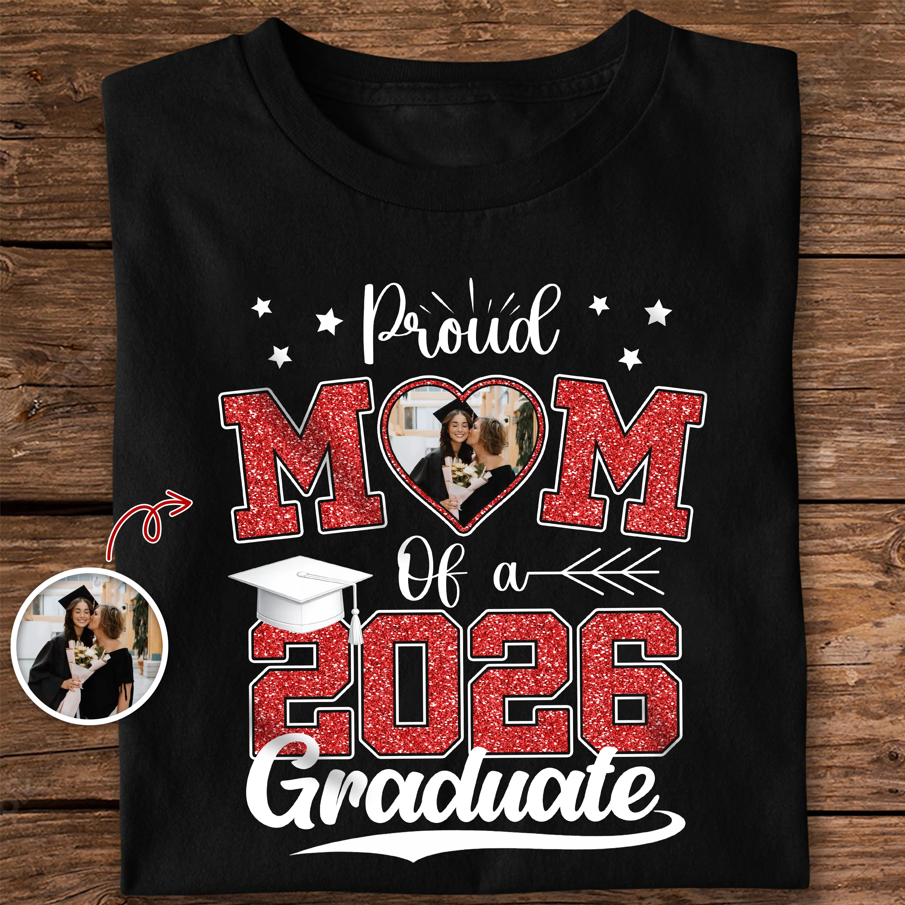 Congrats Proud Dad Mom Of A Graduate Custom Photo Personalized Graduation T-Shirt Gift for Mom, Dad - Image 5