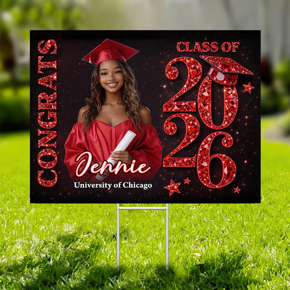 Congrats Senior 2026 Lawn Sign, Graduation Gift - Personalized Graduation Yarn Sign - Image 2