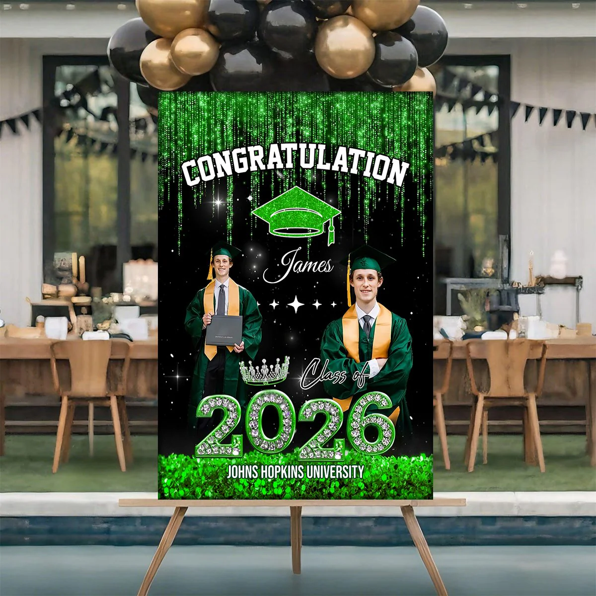 Congratulation Class Of 2026 Glitter Custom Party Welcome Sign - Personalized Graduation Decoration - Image 2