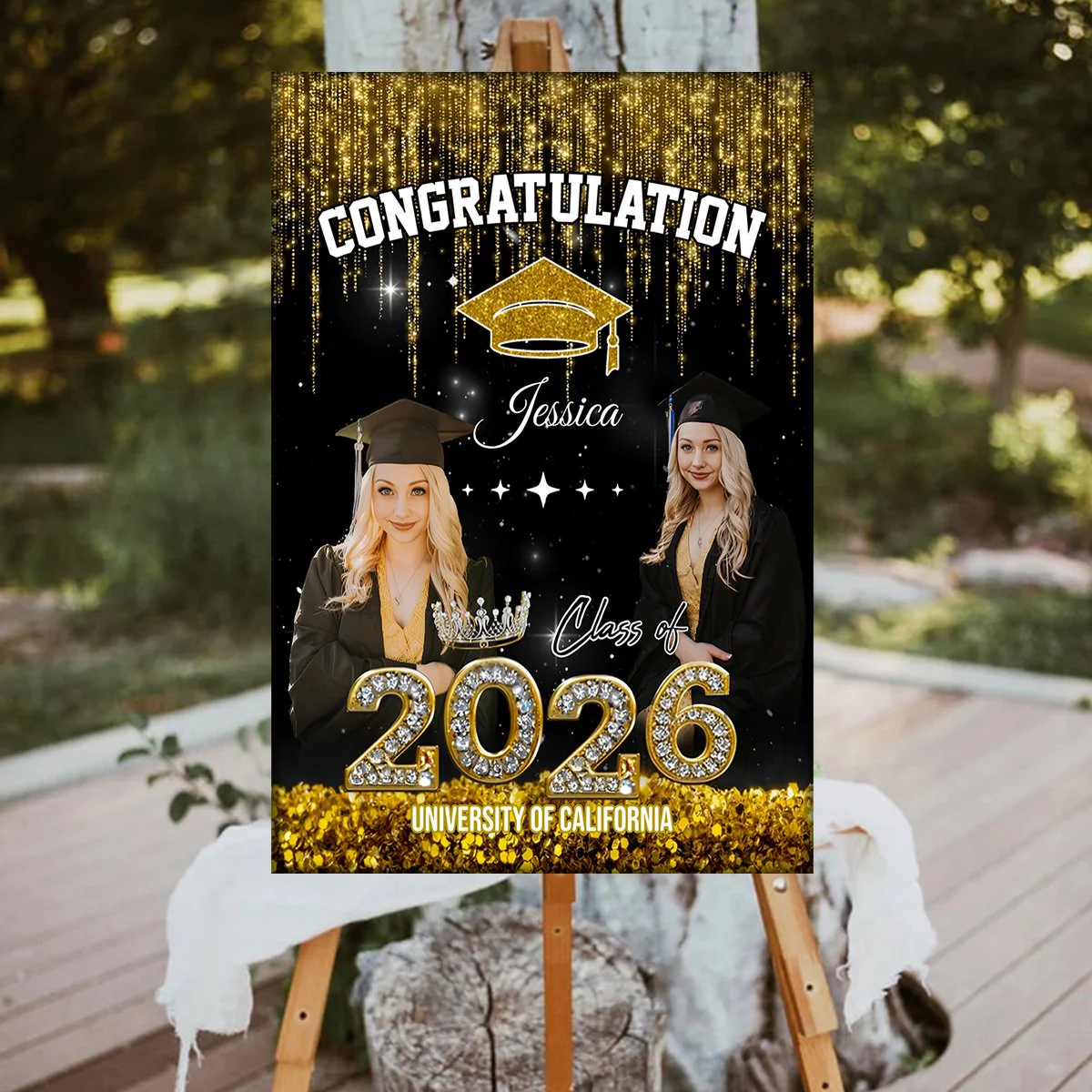 Congratulation Class Of 2026 Glitter Custom Party Welcome Sign - Personalized Graduation Decoration - Image 3